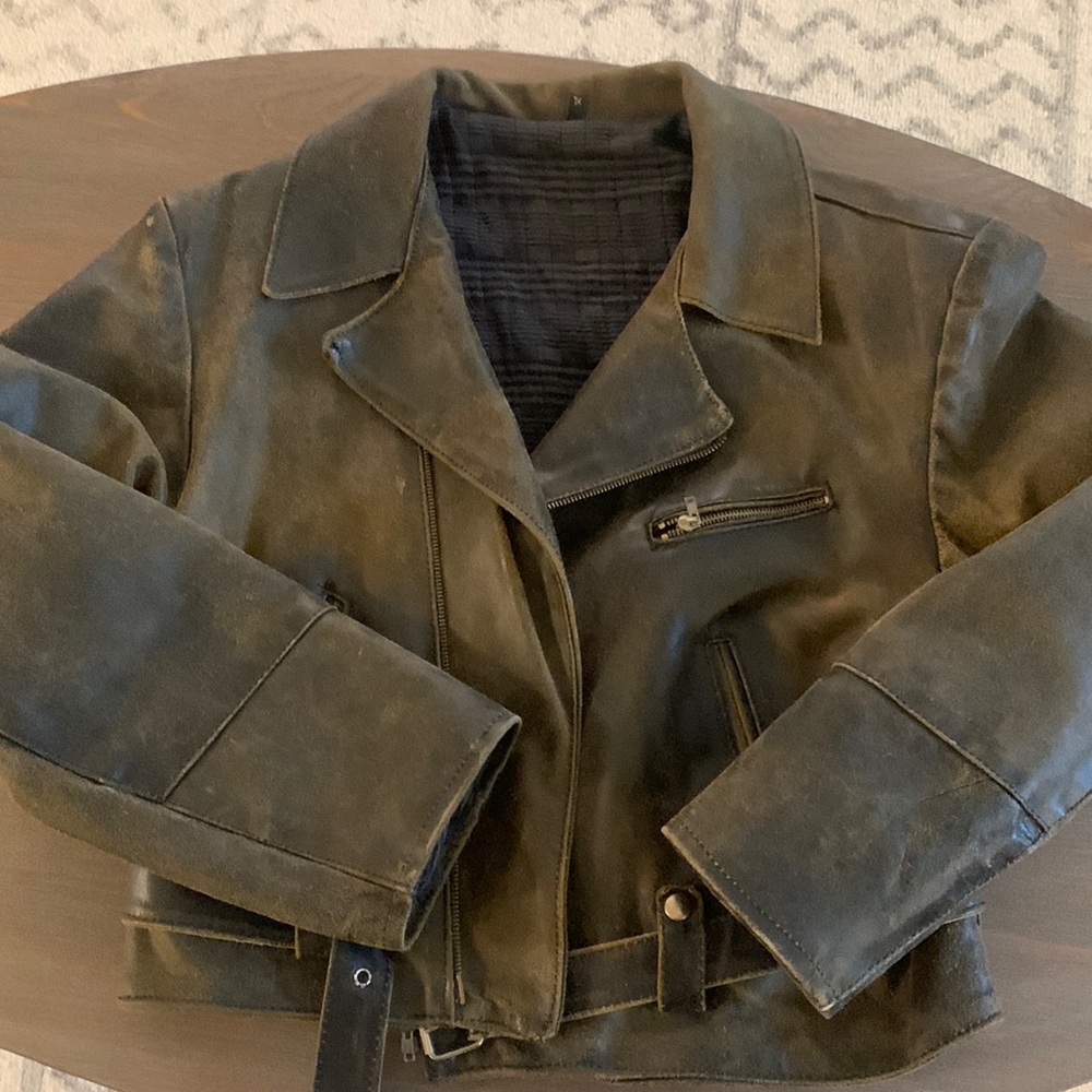 Vintage leather moto jacket